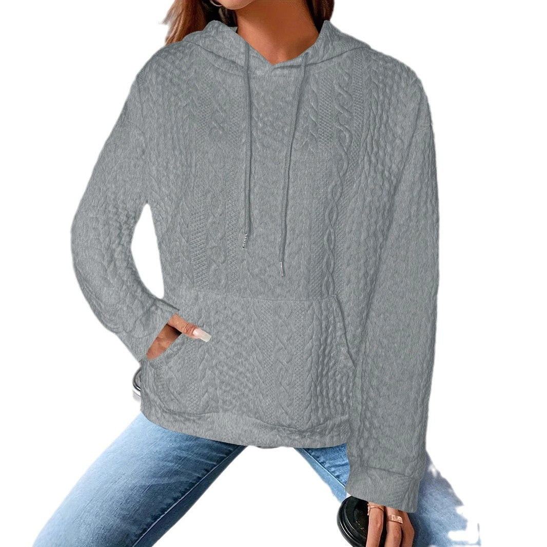 Damen Kuscheliger Strickpullover mit Kapuze und Details im Waffelmuster Fudus