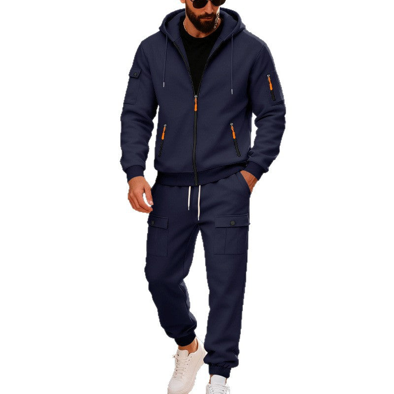 Herren stylisches Zweiteiliges Jogginganzug mit Kapuze und praktischen Taschen Fudus
