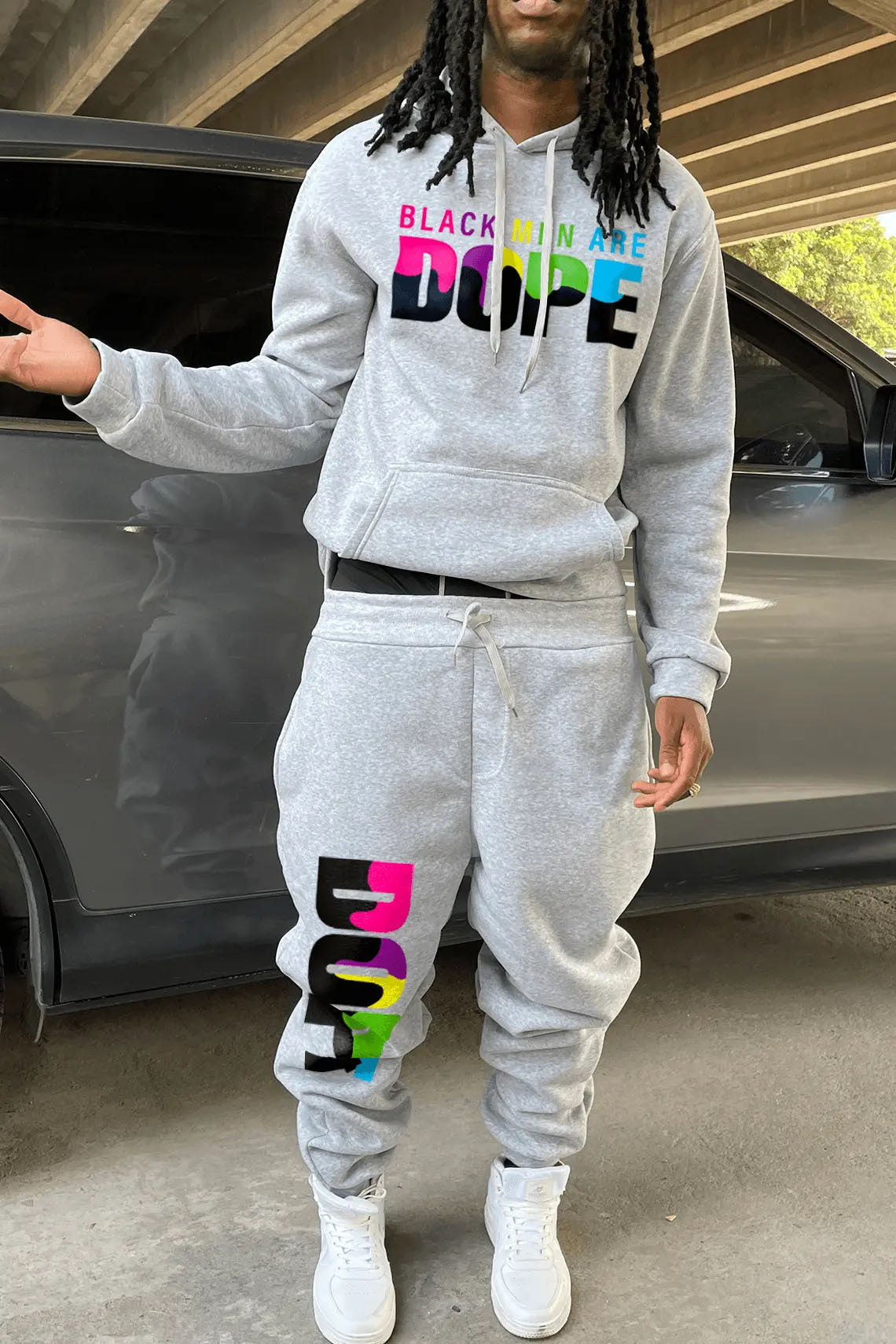 Damen Hoodie und Jogginghose Set mit auffälligem Statementdruck Fudus