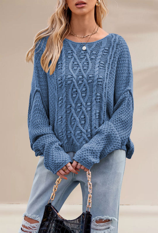 Damen Grobstrickpullover mit besonderen Details Fudus