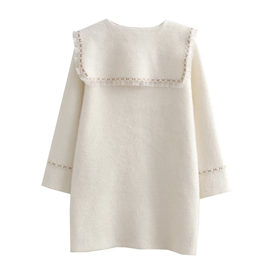 Damen Langarmjacke mit dekorativem Kragen und funktionalen Taschen Fudus