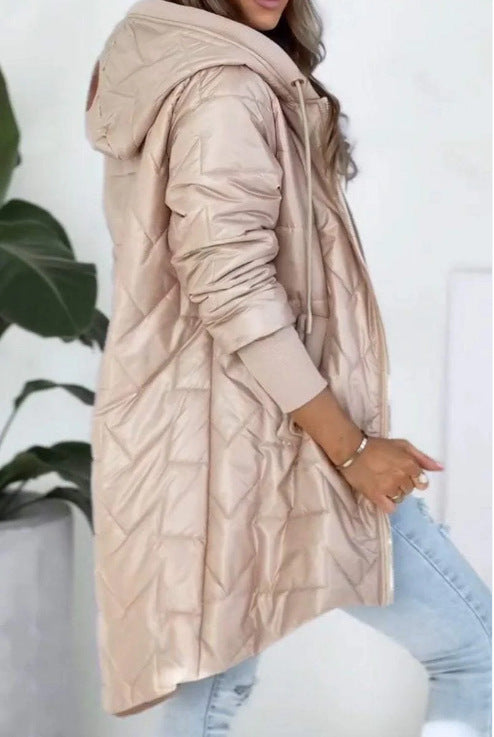 Damen Lässige Steppjacke mit hohem Kragen und praktischen Taschen Fudus