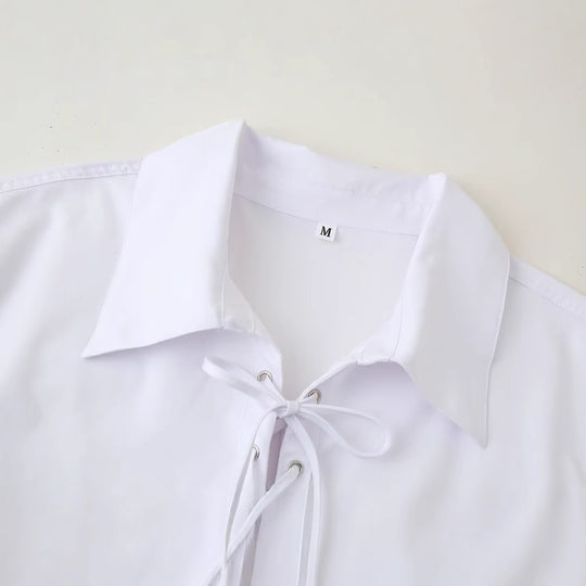 Damen lässige Bluse mit dekorativem Schnürdesign Fudus