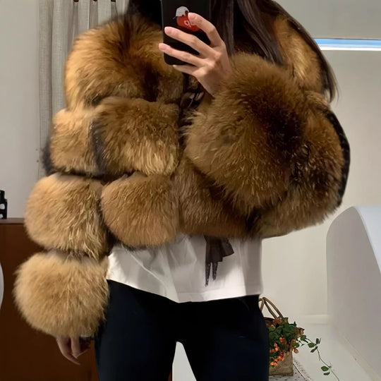 Damen kuschelige Pelzjacke Fudus