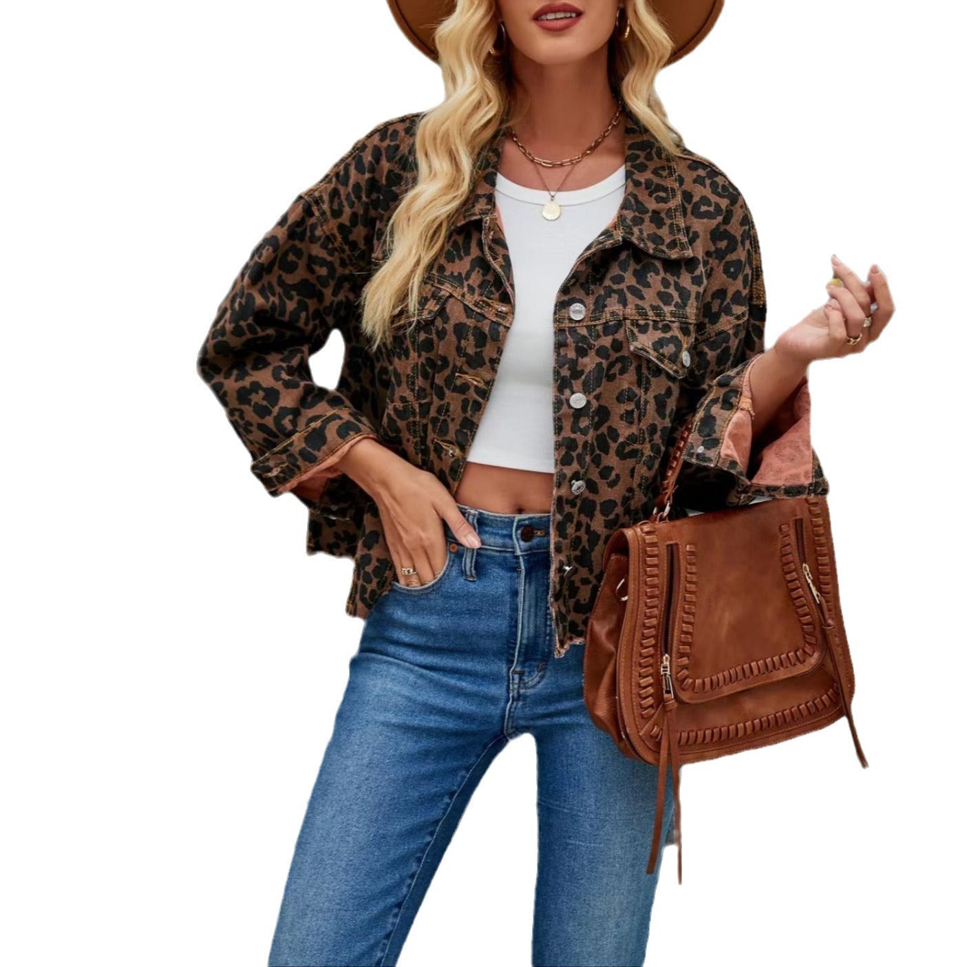 Damen Jeansjacke im aufregenden Leo-Muster Fudus