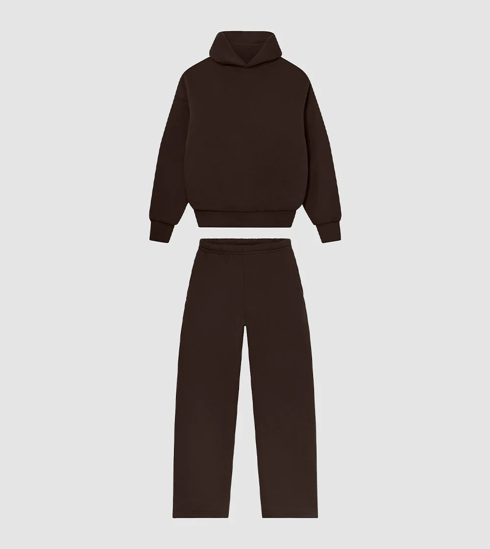 Damen Hoodie- und Jogginghose-Set mit hohem Kragen und elastischem Bund Fudus