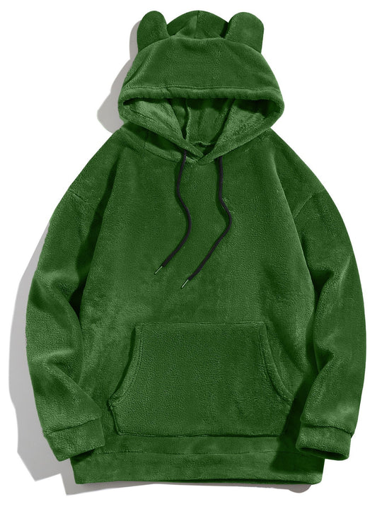 Damen kuscheliger Fleece-Hoodie mit Ohren Fudus