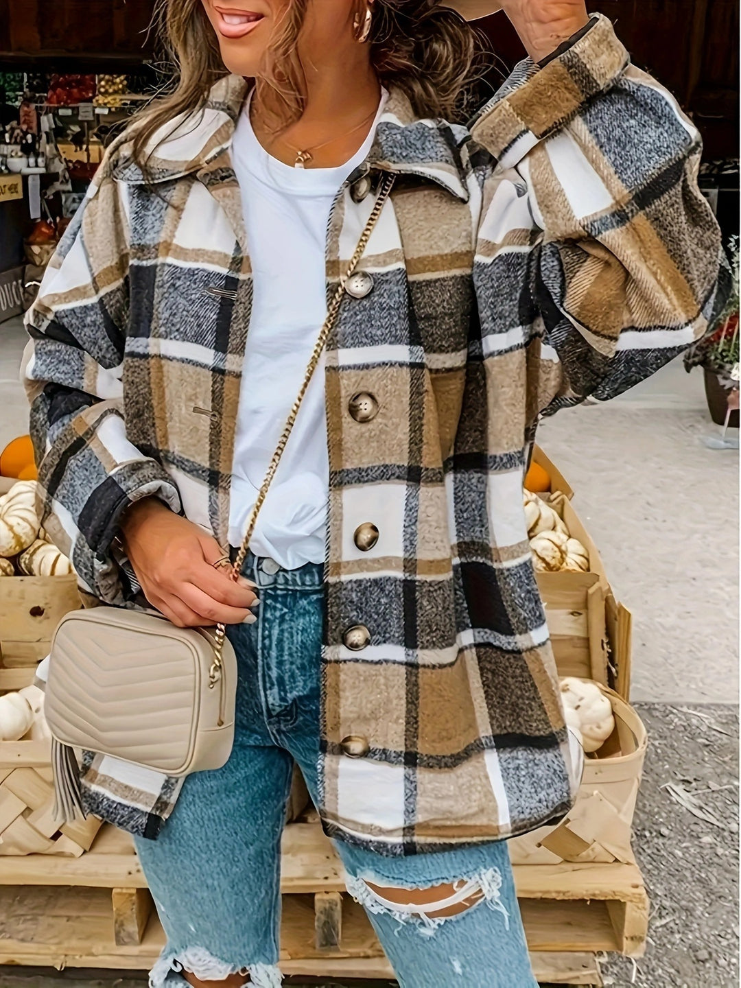 Damen Karierte Flanelljacke Fudus