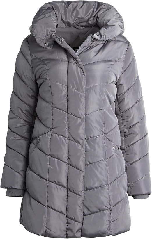 Damen Langer gesteppter Winterparka mit hochgeschlossenem Kragen Fudus