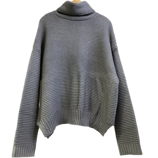 Damen Grobstrickpullover mit hohem Kragen und langen Ärmeln Fudus