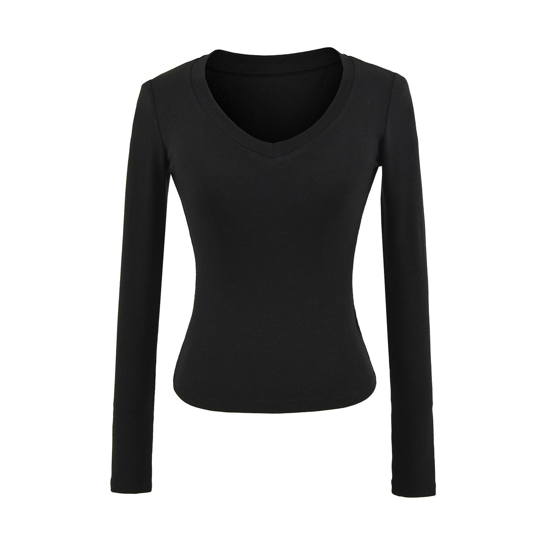 Damen langärmliges V-Ausschnitt Oberteil Fudus