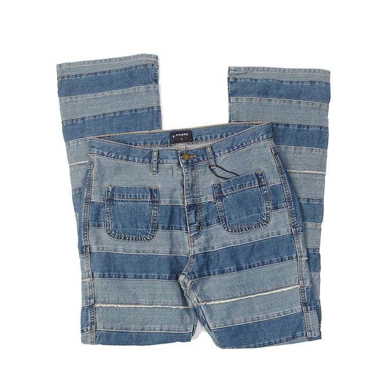 Damen Jeanshose mit modernem Streifenmuster und bequemer Passform Fudus