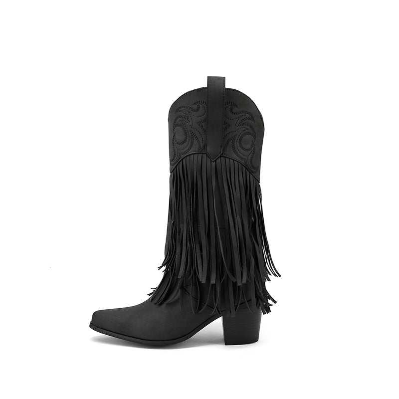 Stiefel Damen Western Cowboy Fransen Verziert