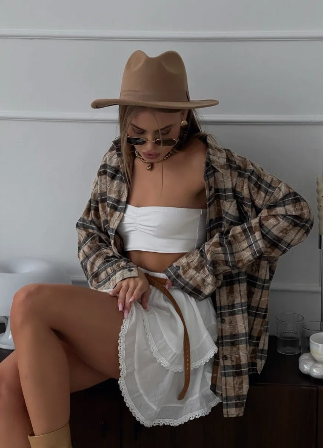 Damen Karierte Überhemd Fudus