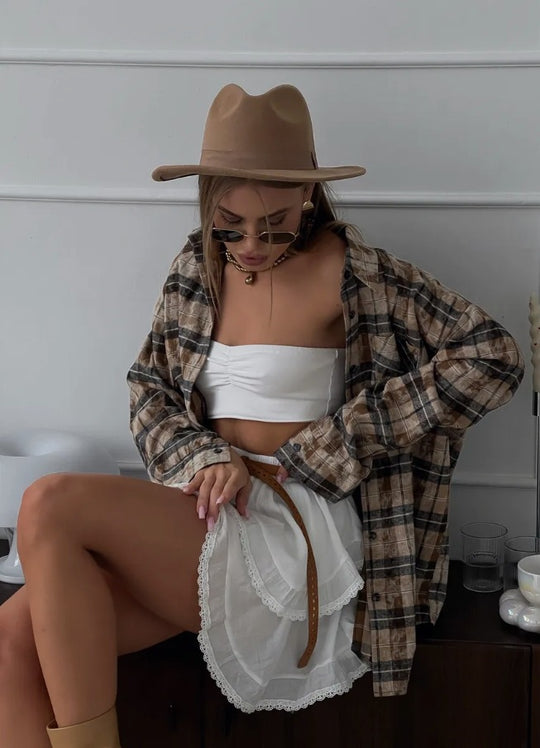 Damen Karierte Überhemd Fudus