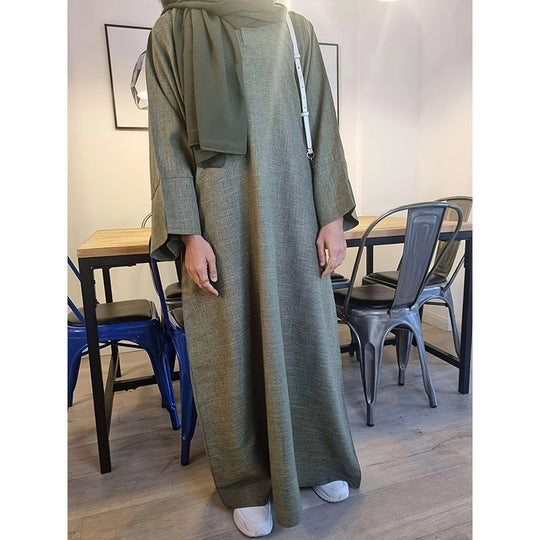 Damen Kaftan-Kleid mit eleganten Seitennaht- und Arm-Details Fudus
