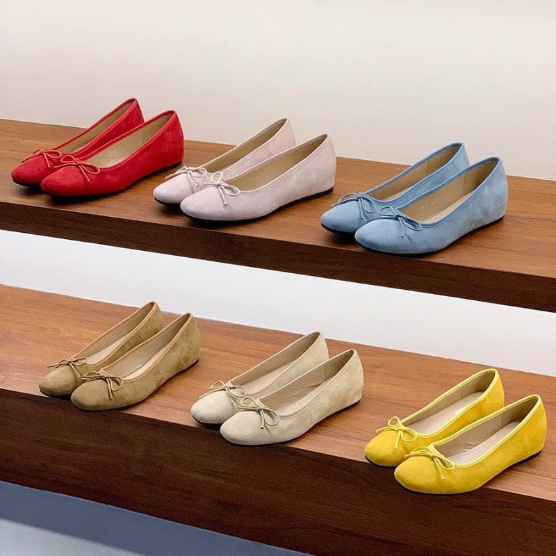 Fudus Damen Veloursleder Ballerinas - Weich & Mit Schleifendetail