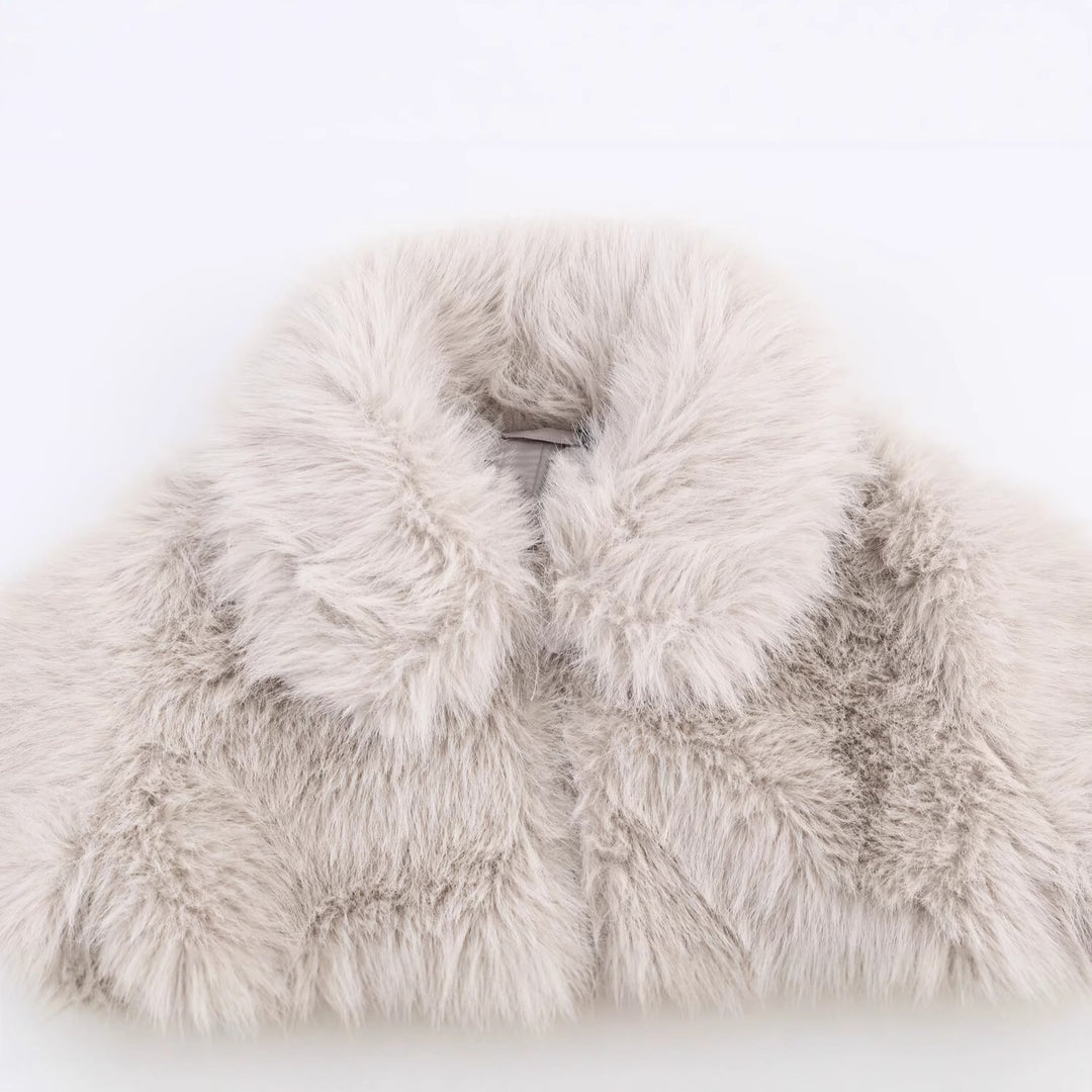 Damen kuschelige Kunstfelljacke mit elegantem Kragen Fudus