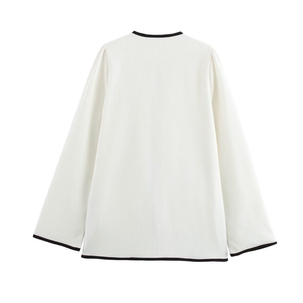 Damen lässige Jacke mit strukturiertem Material und dekorativen Taschen Fudus