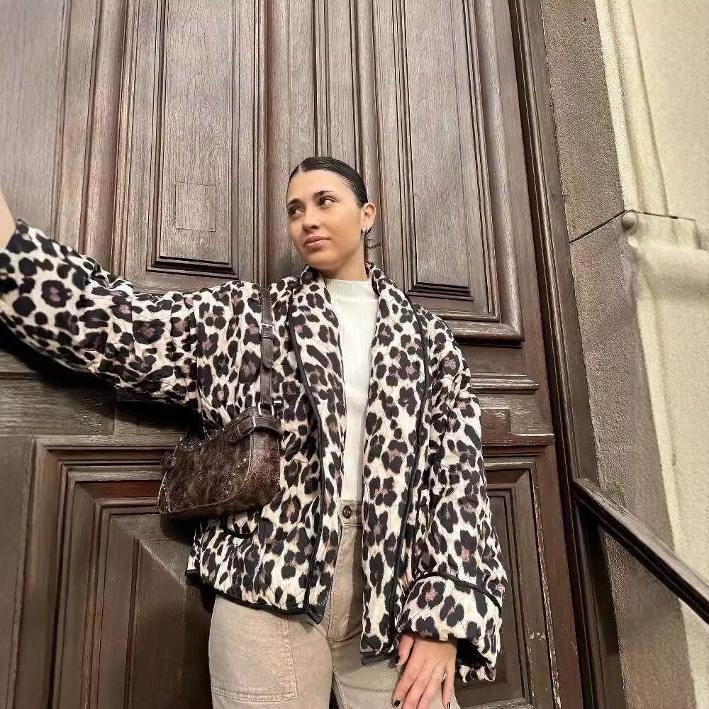 Damen Kunstfelljacke mit Leopardenmuster Fudus