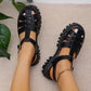 Damen Plateau Sandalen Profilsohle Modisches Riemendesign
