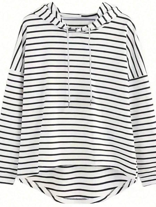 Damen Kapuzenpullover mit modernem Streifenmuster und lässigem Schnitt Fudus