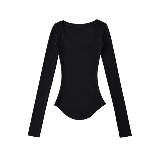 Damen langärmliges T-Shirt mit elegantem Rundhalsausschnitt Fudus