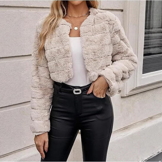 Damen modischer Leopardenplüschjacke Fudus