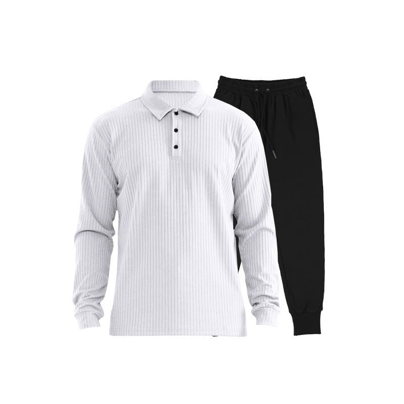 Herren Sportliches Langarm-Polo und Jogginghose Set Fudus