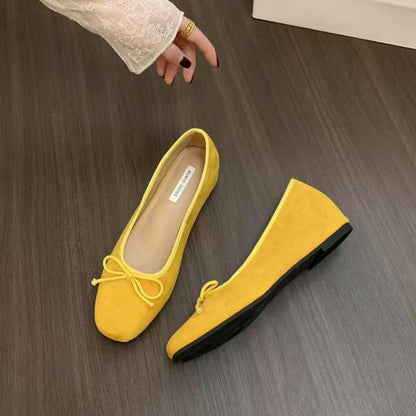 Fudus Damen Veloursleder Ballerinas - Weich & Mit Schleifendetail