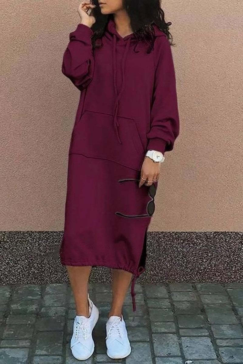 Damen Hoodie-Kleid mit lässiger Passform und praktischen Taschen Fudus