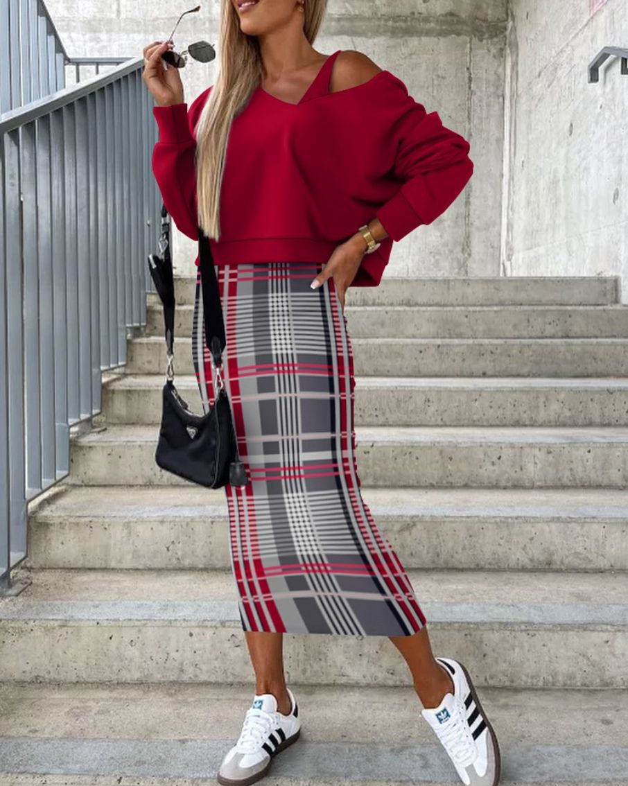 Damen Lässig Oversized Pullover mit V-Ausschnitt und schickem Schnitt Fudus