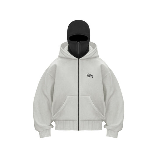 Damen Kapuzensweatshirt mit integriertem Gesichtsschutz und praktischen Reißverschlusstaschen Fudus