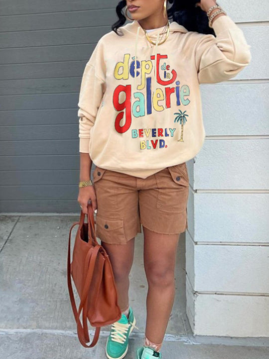 Damen Hoodie mit auffälligem Vintage-Logo Fudus