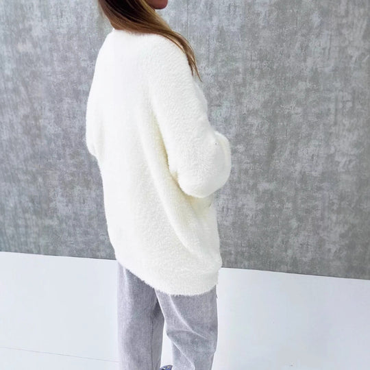 Damen kuschelige Strickjacke mit oversized Passform Fudus