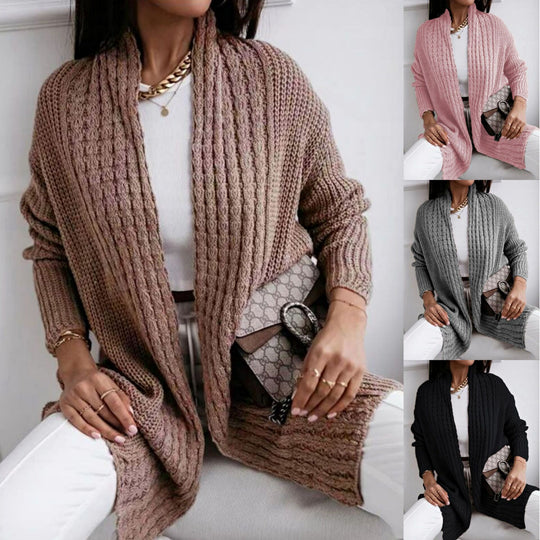 Damen Grobstrick Cardigan mit offenem Schnitt und modischem Strukturdesign Fudus