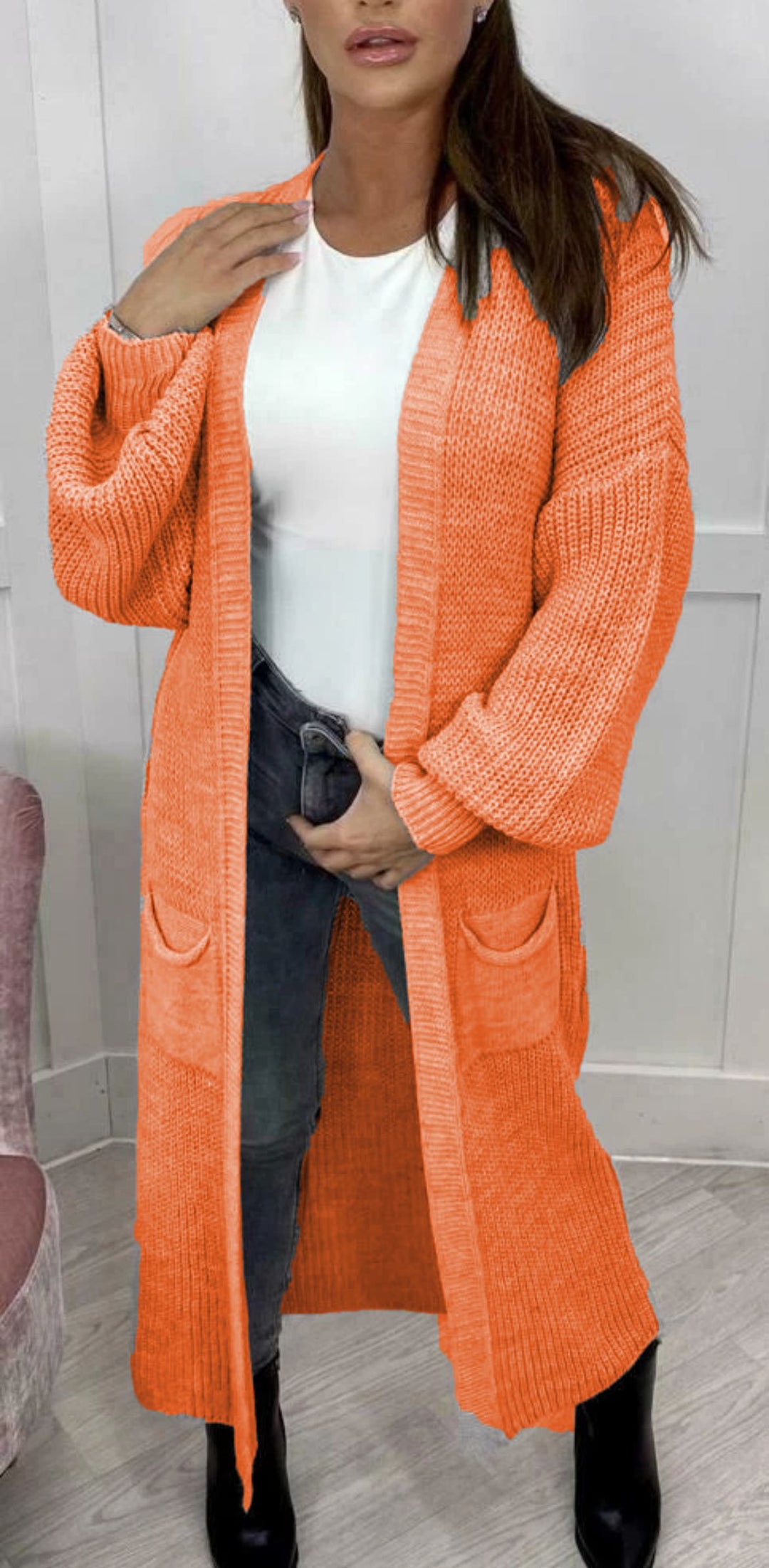 Damen Grobstrickcardigan mit lässiger Passform und langen Ärmeln Fudus