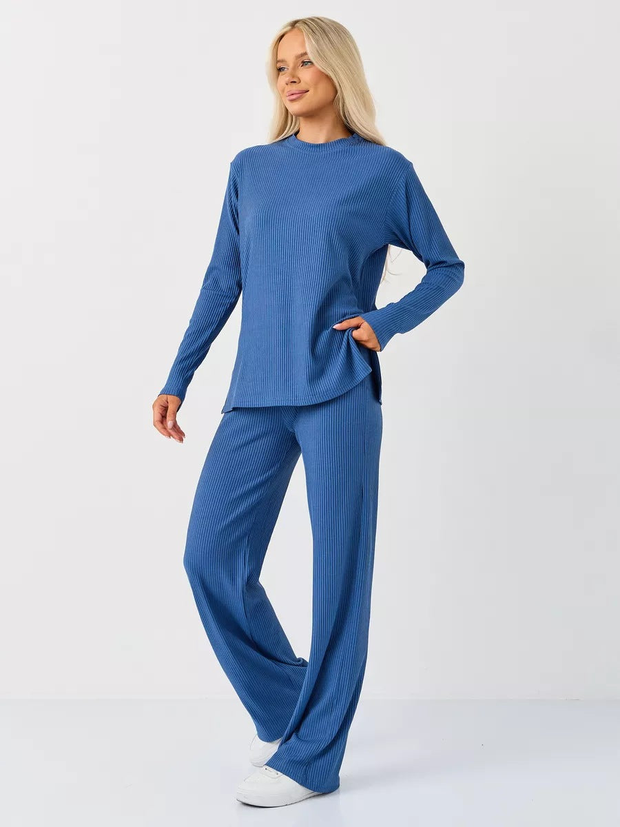 Damen Lässiges Strick-Set mit weitem Bein Fudus