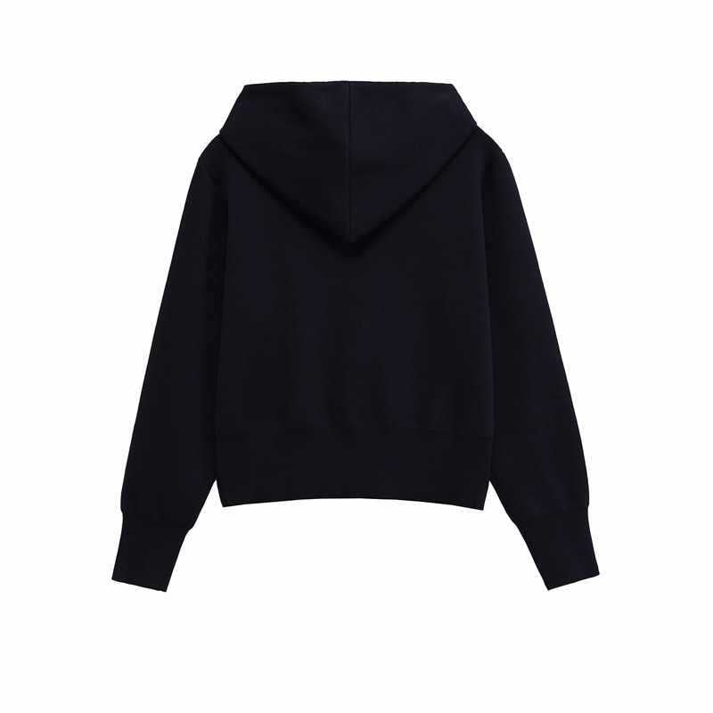 Damen modischer Kapuzenpullover mit Reißverschluss und elastischen Bündchen Fudus