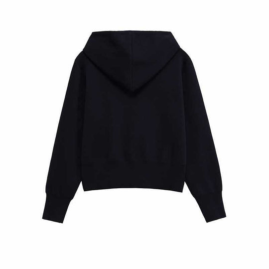 Damen modischer Kapuzenpullover mit Reißverschluss und elastischen Bündchen Fudus