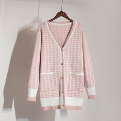 Damen Hüftlanger Strickcardigan mit Knopfverschluss und praktischen Taschen Fudus