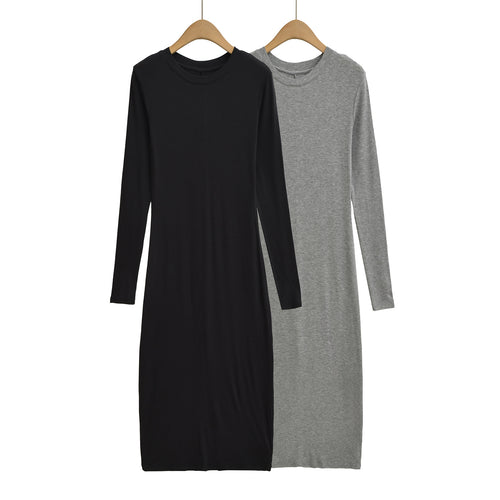 Damen langärmliges Jersey-Kleid Fudus