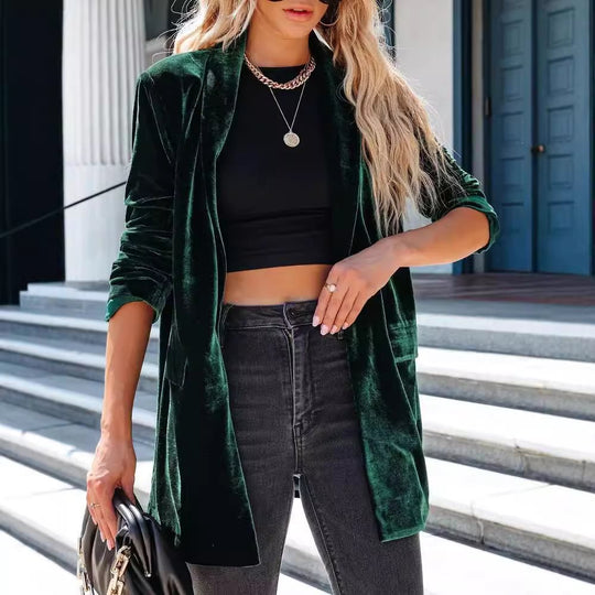 Damen Langer Cardigan mit Taschen und offenem Schnitt Fudus