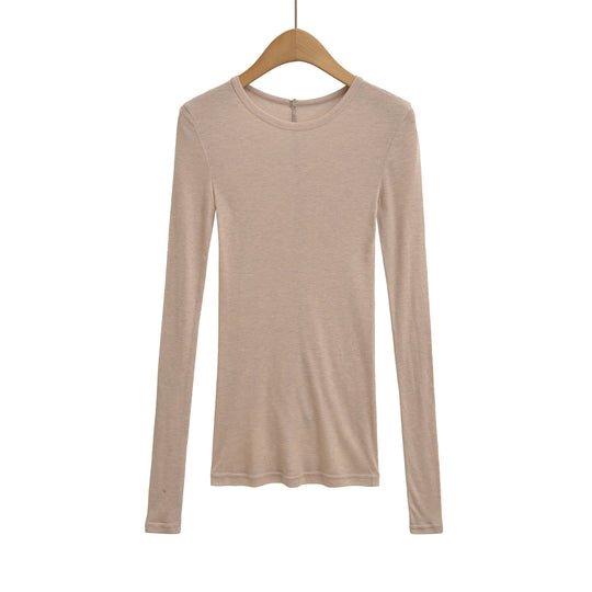 Damen langärmliges Basictop mit raffinierten Rüschendetails Fudus