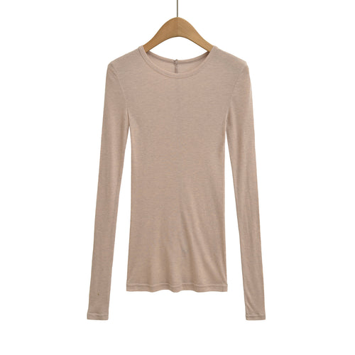 Damen langärmliges Basictop mit raffinierten Rüschendetails Fudus