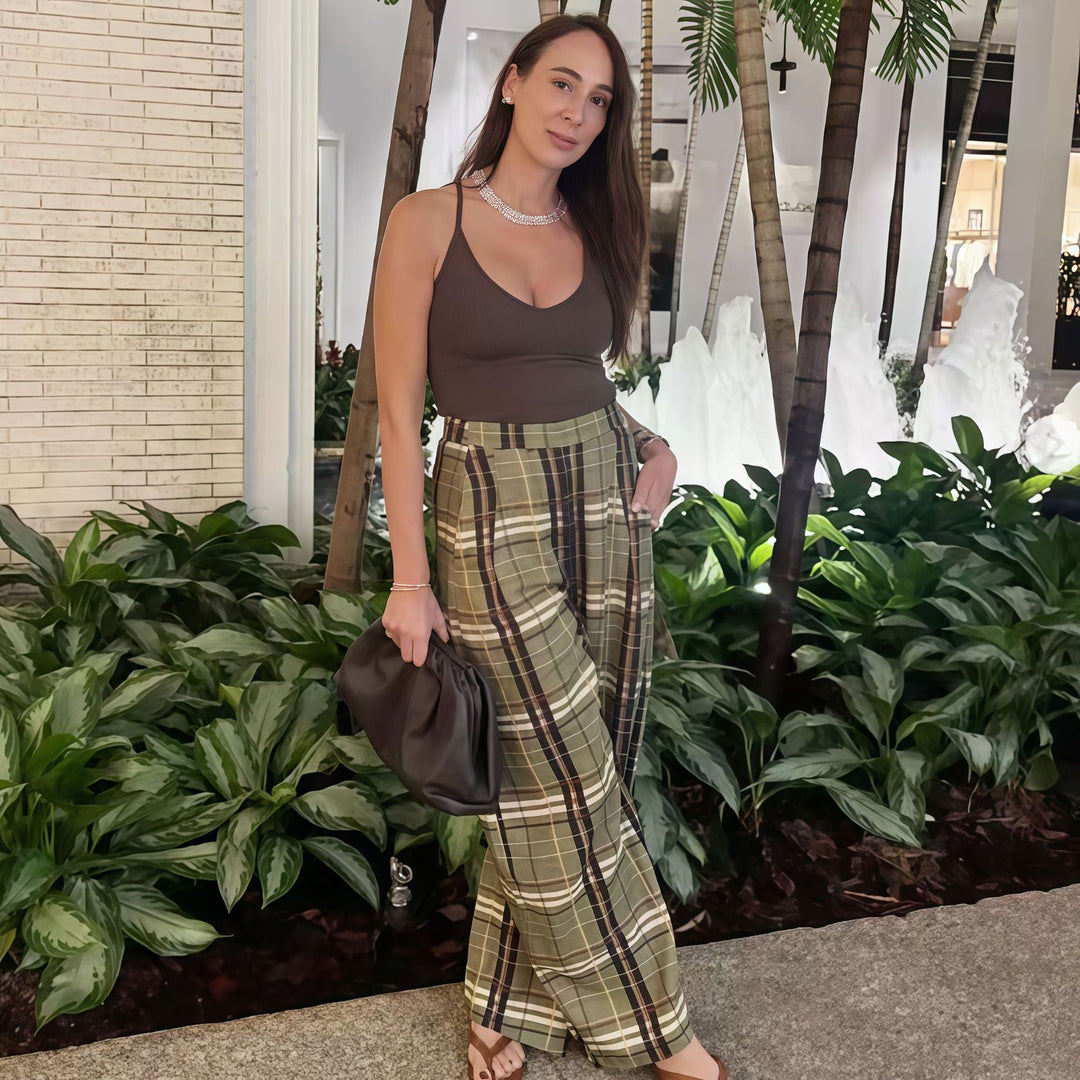 Damen Karierte Culottes Fudus