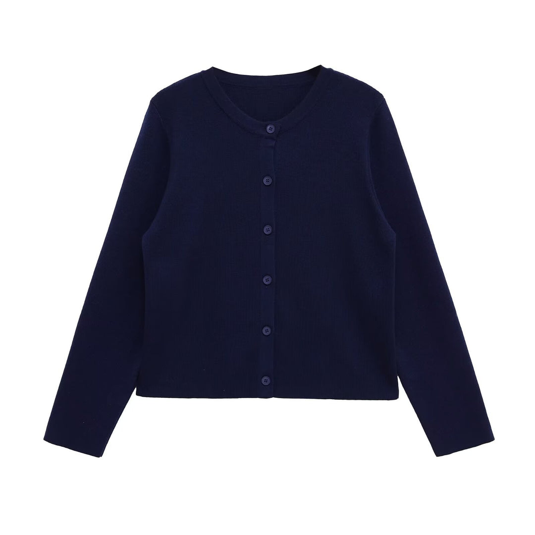 Damen lässige Strickjacke mit feinen Knopfdetails Fudus