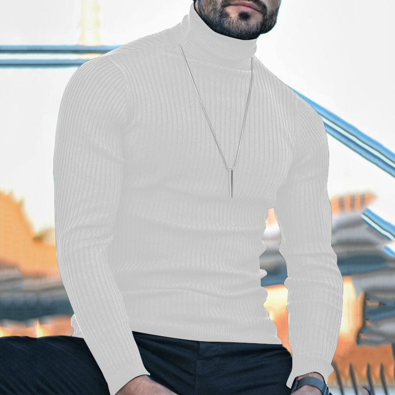 Herren Hochwertiger Rollkragenpullover mit strukturiertem Design Fudus