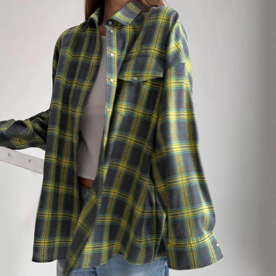 Damen Karierte Overshirt Fudus