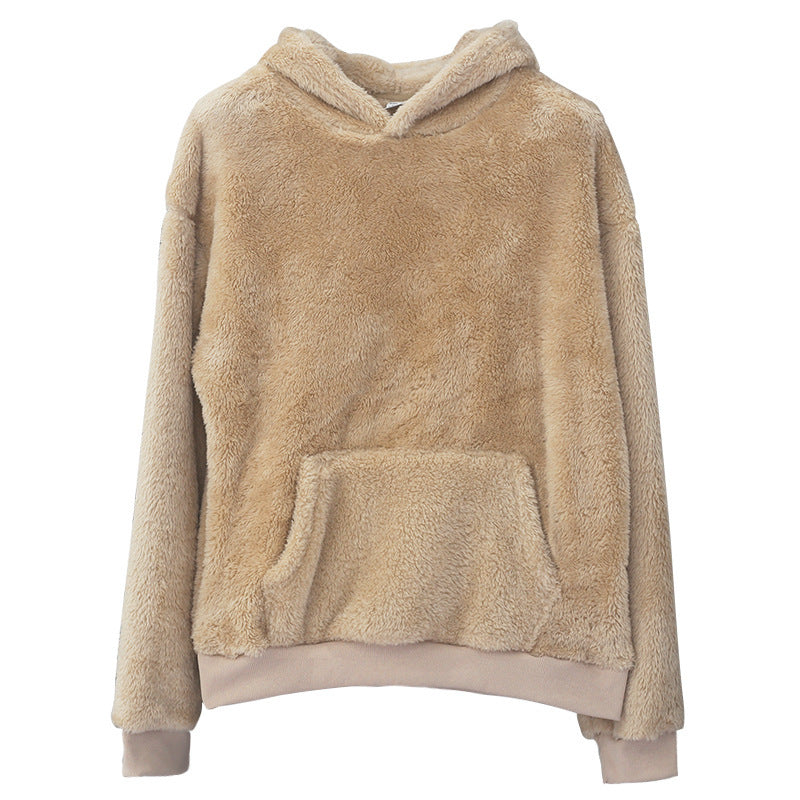 Damen kuscheliger Fleece-Hoodie mit praktischen Taschen Fudus